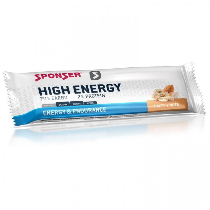 SPONSER High Energy Bar Salty+Nuts - Barrita de cereales con carbohidratos - 45g